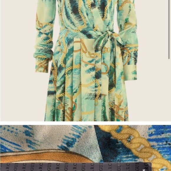 NWT Marciano Green Wrap Tie Front Dress - Picture 3 of 8